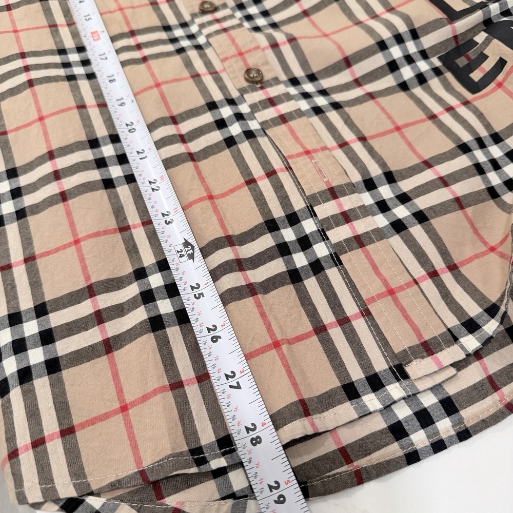 Burberry London England Check Logo Print Button Shirt Beige Men's Large - Picture 15 of 15